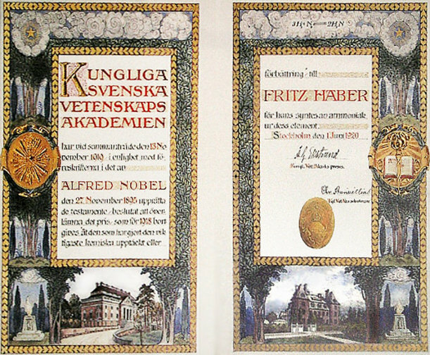 Fritz Haber Nobel Prize Certificate