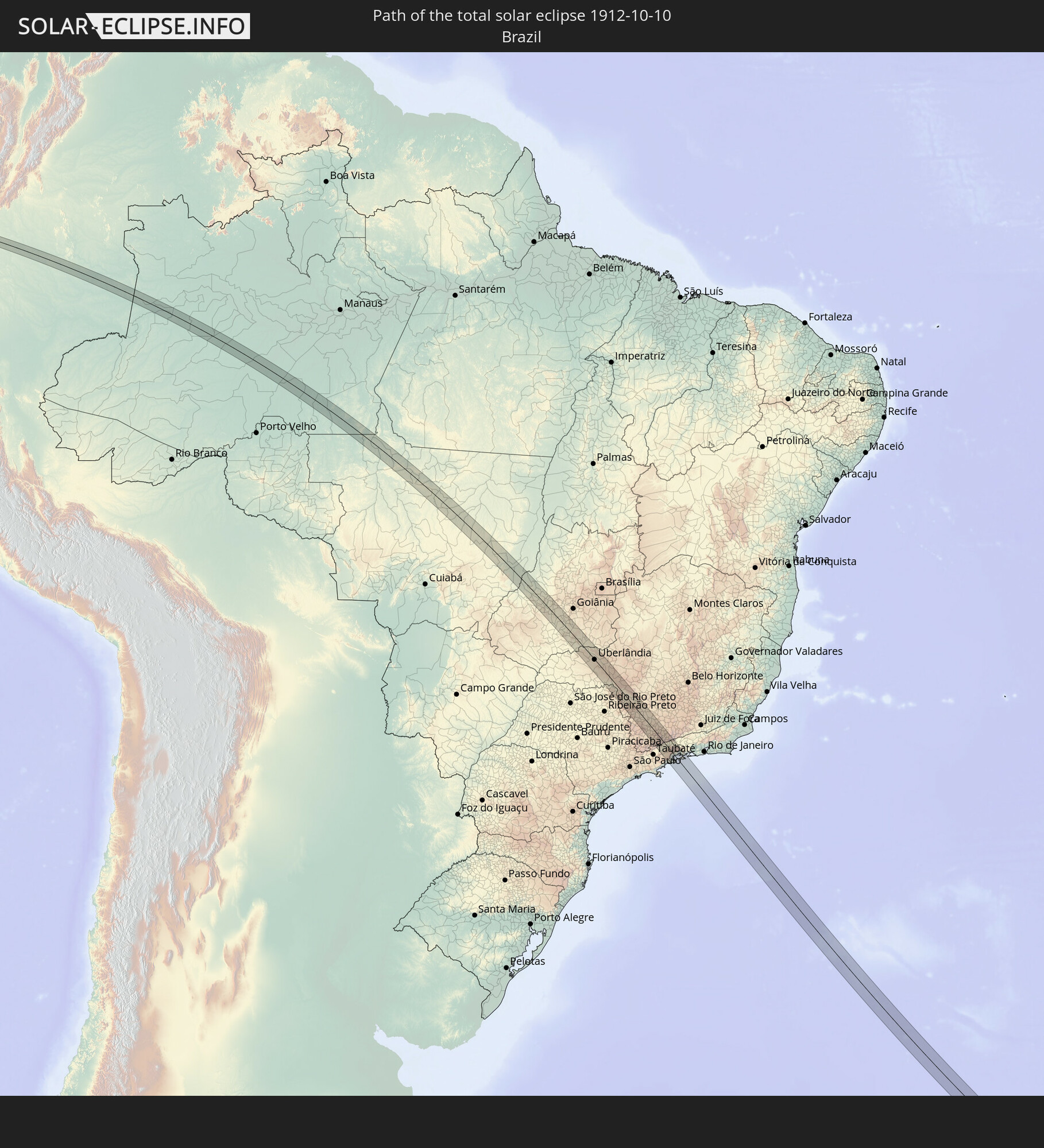 Path of October 1912 Eclipse